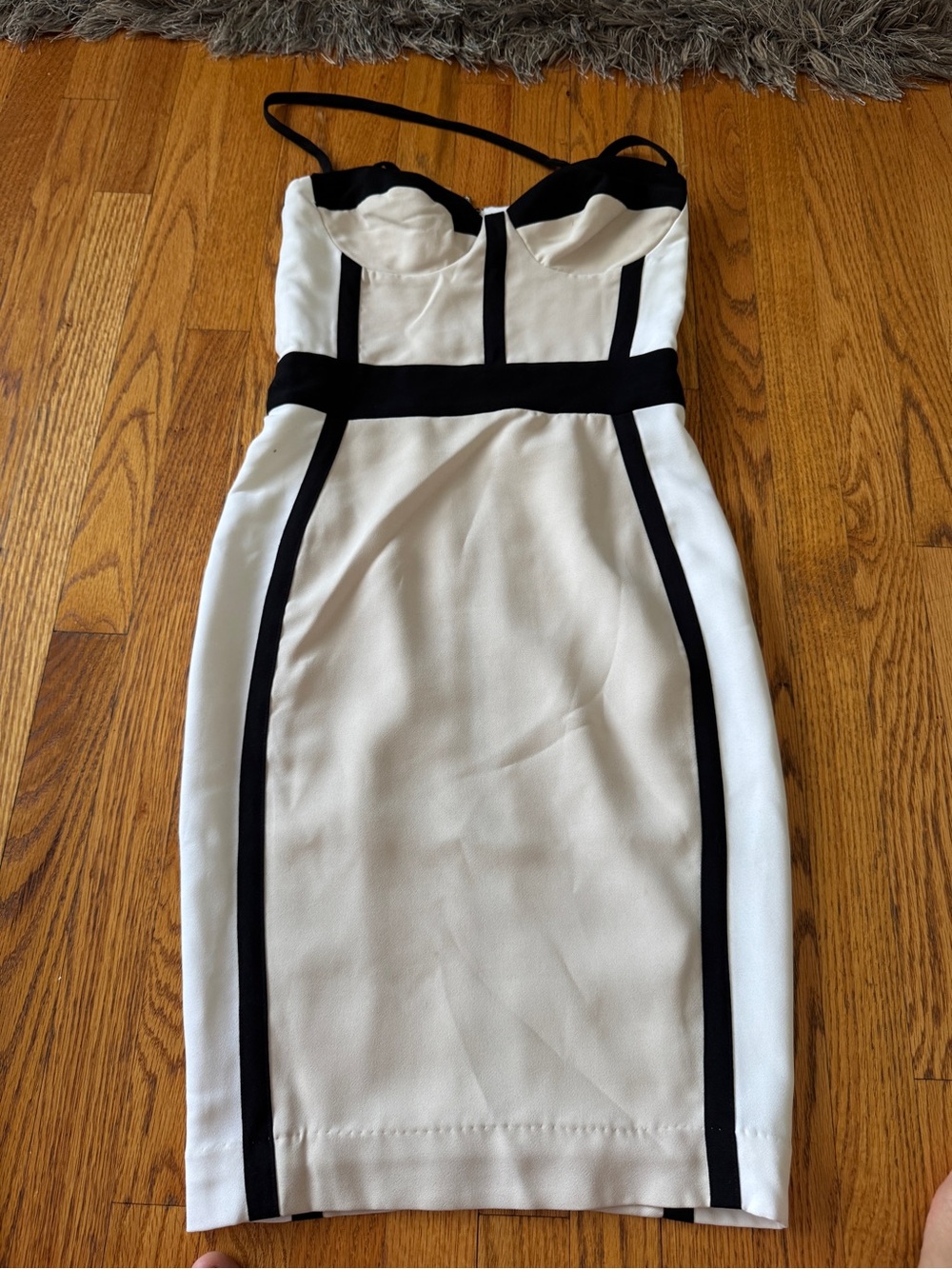 House of CB White Dress with Black Contrast Paneling